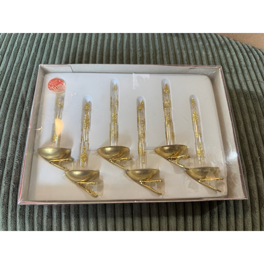 Dipinto A Mano Hand Painted Gold Glitter Candle‎ Ornament Clips Made in Italy